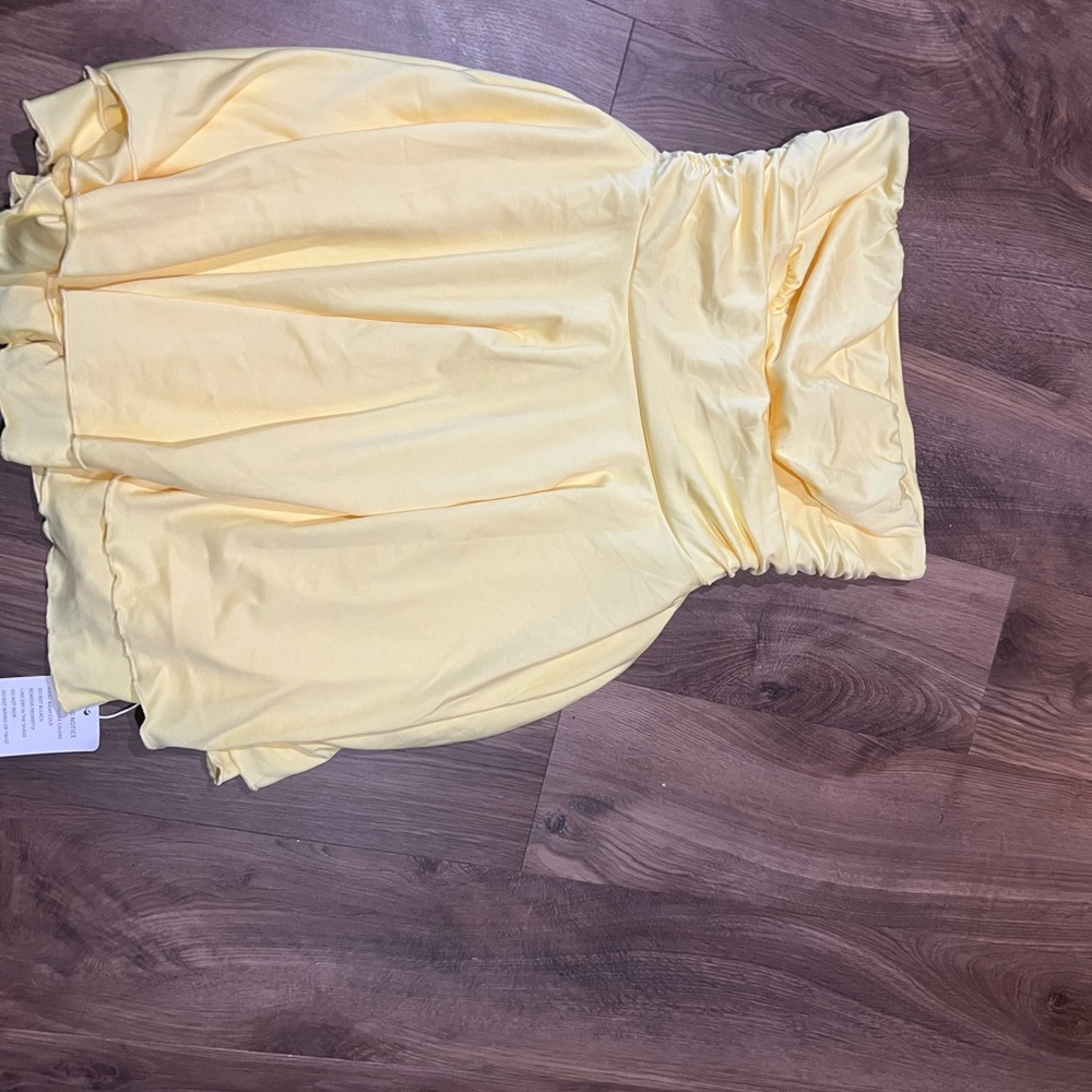 Yellow Strapless Bubble Hem Dress